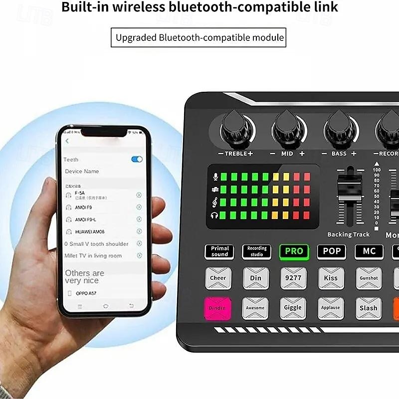 DJ-apparatuur microfoon geluidskaart console studio geluidskaart kit kabel telefoon mengcomputer live voice mixer f998 geluidskaart 2025 - $76.99 –P8