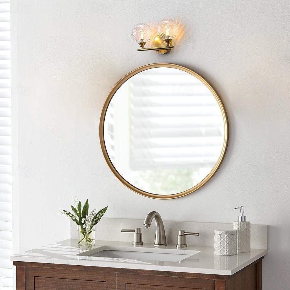 lampada da toeletta per interni 1/2/3/4 luce lampada da toeletta per bagno, lampade da bagno su specchio lampada da bagno dorata con paralume in vetro trasparente del 2025 a $210.89 –P2