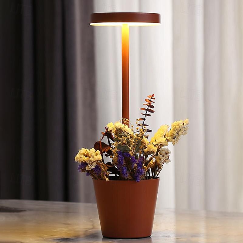 Cordless Table Lamp  with Flower Basket Design  3-Levels Brightness Stepless Dimming Table Light Rechargeable Battery Powered LED Desk Lamp for Restaurant/Home/Patio 2025 - $43.99 –P15
