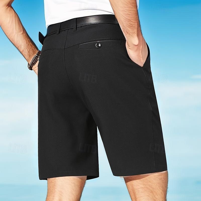Herren Kleid-Shorts Lässige Shorts Höhenanstieg Einfarbig Atmungsaktiv Leichtgewichtig Knielänge Casual Basic Klassisch weiß grau Schwarz Hoher Taillenbund Unelastisch 2025 - $13.99 –P2