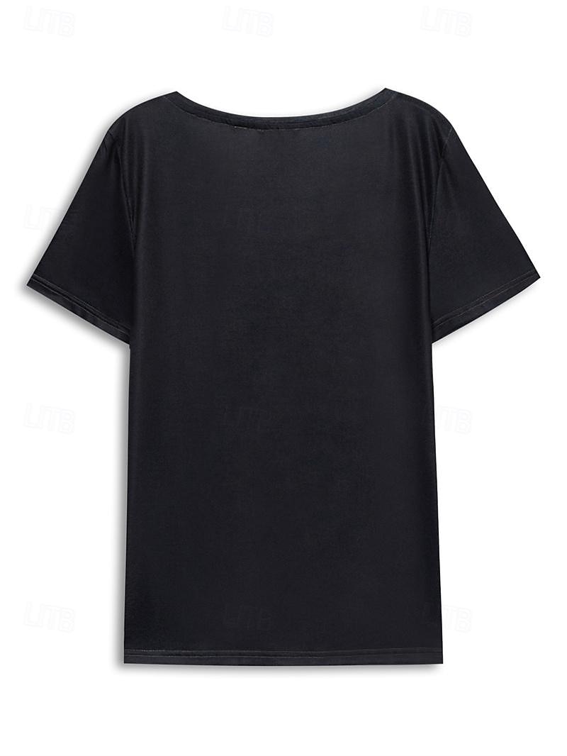 Women's T shirt Tee Black Graphic Cat Print Short Sleeve Daily Weekend Basic V Neck Regular 3D Cat S 2026 - $21.99 –P3