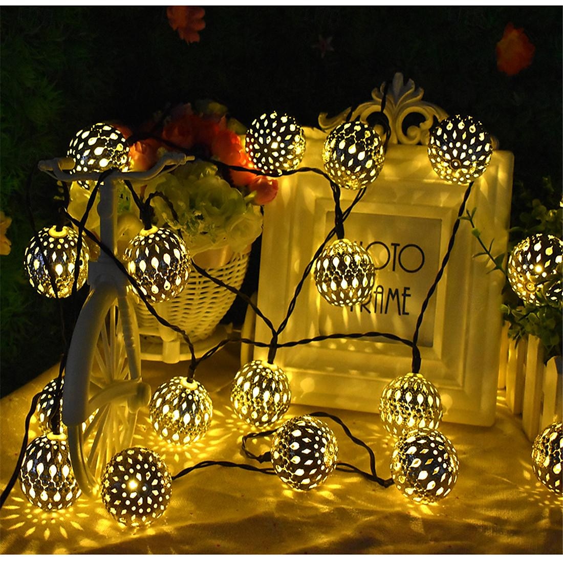 eleganckie przyjęcie weselne solarne marokańskie kule świetlne na sznurku – 20/30/50led zewnętrzne lampki choinkowe do dekoracji ogrodu 2025 - $22.99 –P7