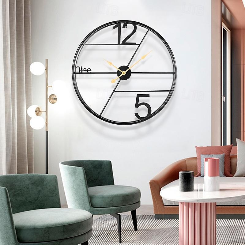 Kreatywny zegar ścienny z kutego żelaza oświetlenie do salonu luksusowa sztuka dekoracja domu prezent zegar ścienny prosty zegar ścienny 60 cm 2025 - $116.99 –P2