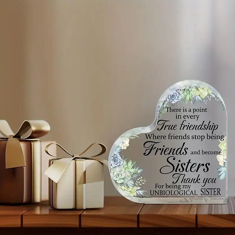placca cuore acrilico regali di amici per le donne amicizia bestie regali per la donna miglior regalo di fiori di girasole regalo non biologico per la sorella regalo di compleanno di natale regalo di del 2025 a $9.49 –P3