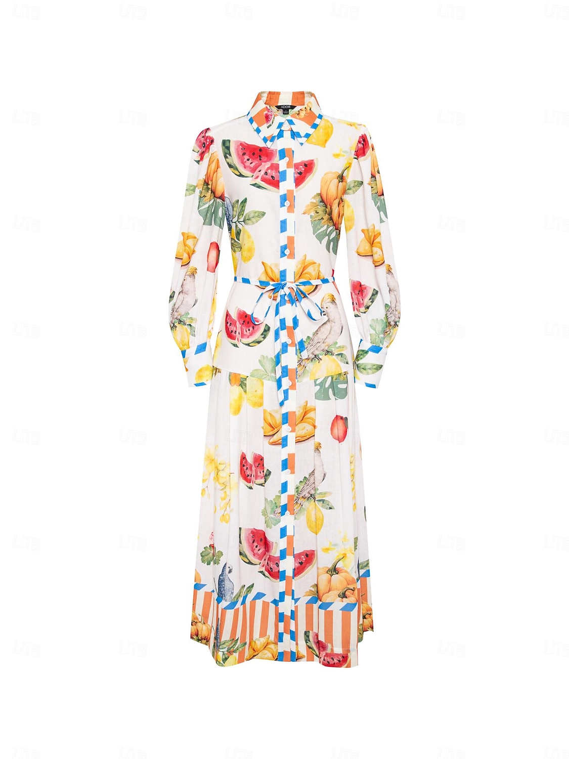 print stripe frukt midi skjorte kjole 2026 - kr.1369 –P8