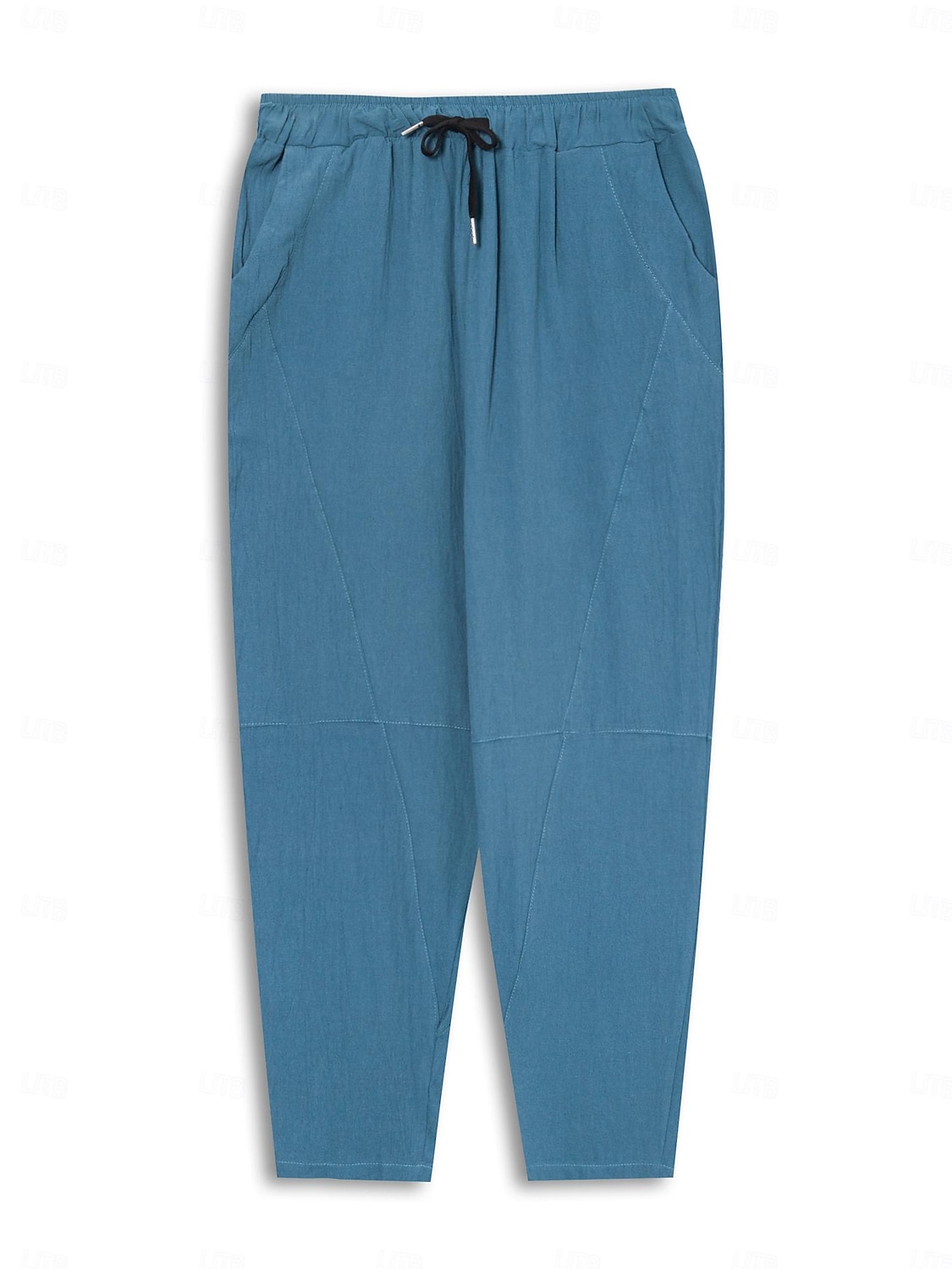 Herren Leinenhose Hose Hosen Sommerhosen Pumphose Strandhose Tasche Kordelzug Elastische Taille Glatt Leichtgewichtig Knöchellänge Yoga Täglich Modisch Brautkleider schlicht Lockere Passform Meerblau 2025 - $20.99 –P2