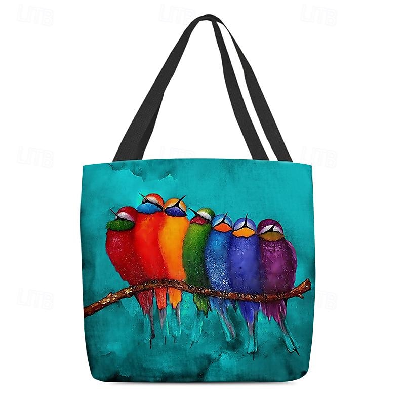 Colorful Birds Print Tote Bag – Artistic Eco-Friendly Reusable Shoulder Bag for Women, Casual Everyday Handbag 2025 - $18.99 –P9