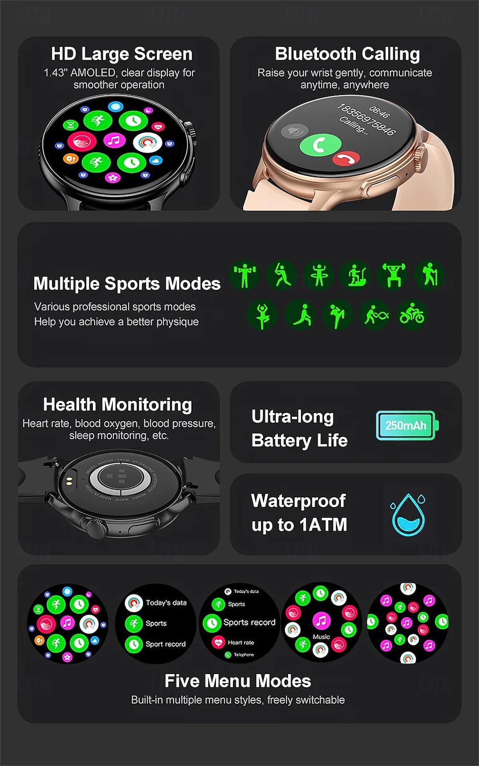 S58 Smartwatch Heart Rate Bluetooth Call AMOLED Screen Step Counting Smart Bracelet Sports Watch 2025 - $47.99 –P2