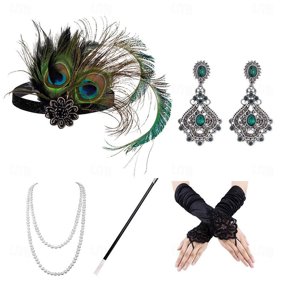 Retro Vintage Goldene Zwanziger 1920er Flapper-Stirnband Zubehörset Der große Gatsby Hochzeitsgast Kostüm Damen Karneval Maskerade Leistung Party / Abend Hochzeitsempfang Erwachsene 1 x 2025 - $24.99 –P2