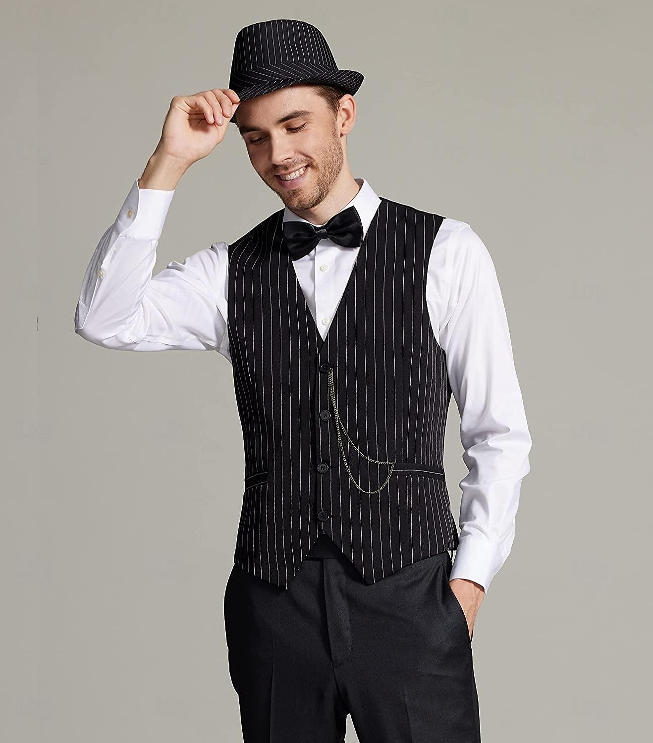 Rugido 20s 1920s Retro Antiguo Accesorios Chaleco Sombrero de panamá El gran Gatsby Caballero Gángster Moda Disfraz Hombre Navidad Víspera de Todos los Santos Carnaval Fiesta de baile Despedida de 2026 - $44.99 –P3
