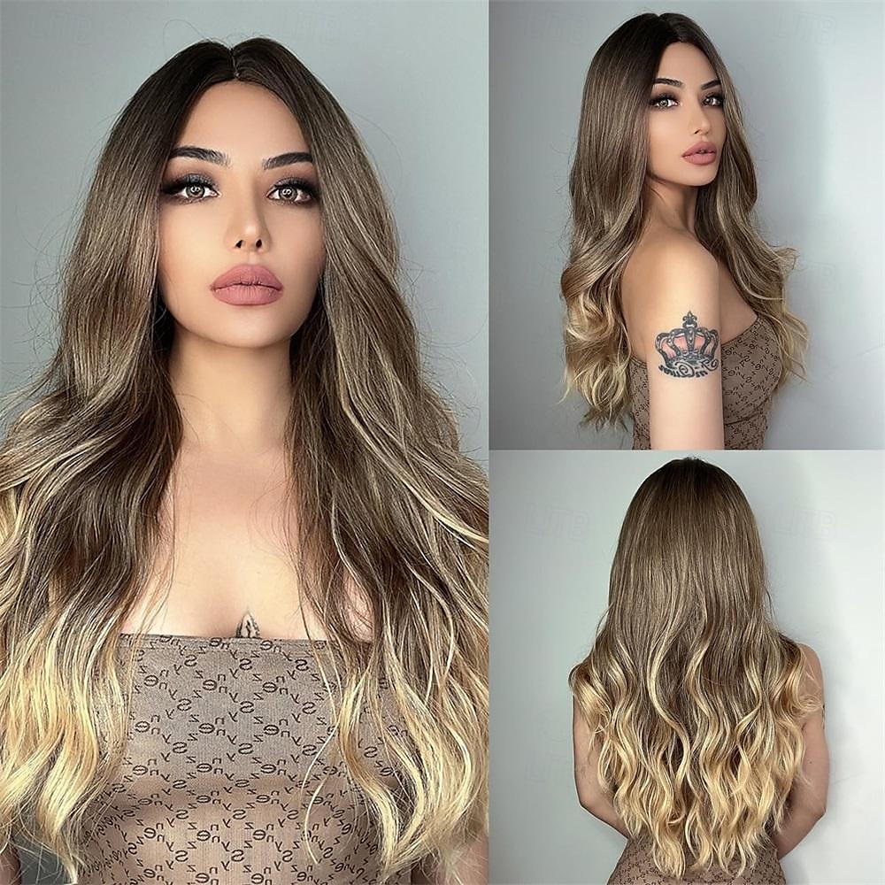 Long Ombre Blonde Brown Wavy Wigs for Women Natural Synthetic Curly Wig Heat Resistant Fiber Wigs for Daily Cosplay 2025 - $25.99 –P12