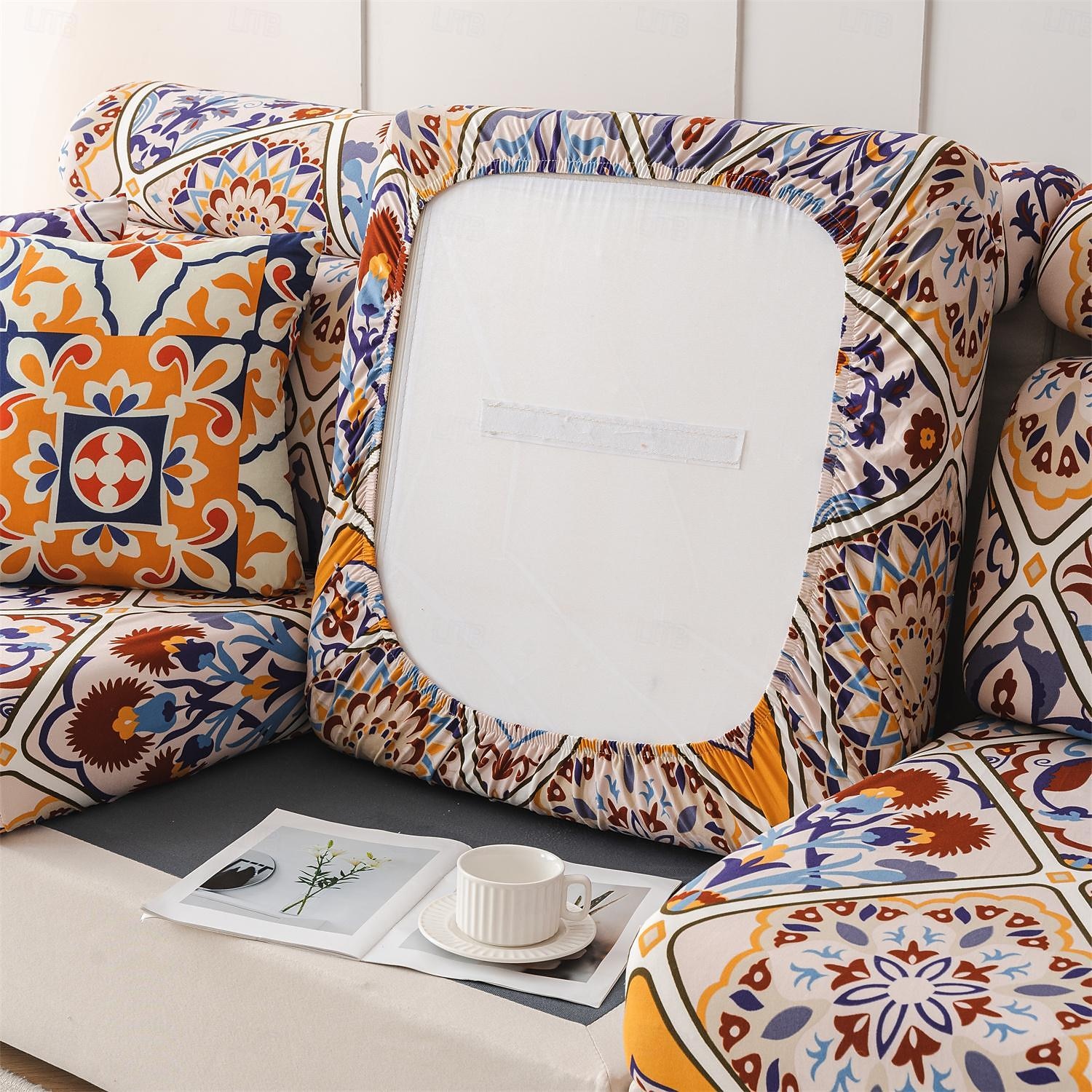 Housse de canapé magique housse de coussin de canapé extensible style bohème, protecteur de meubles antidérapant pour housse de siège sectionnelle 1/2/3/4, housses de canapé en forme de L, housse de de 2025 ? $15.49 –P5