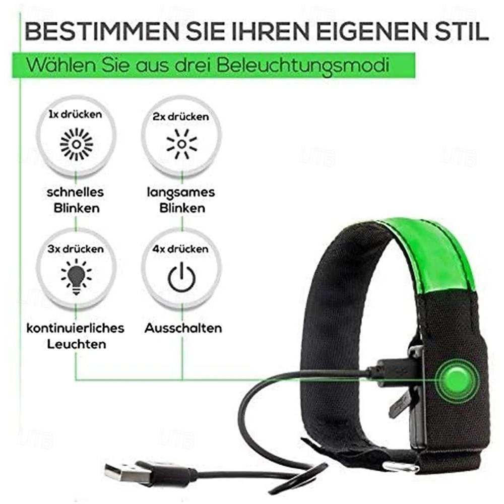 Luminous Arm Straps for Night Run USB Charging LED Luminous Night Running Armband Bracelet Outdoor Sports Reflective Safety Belt Bicycle Cycling Glowing Wristband 1PC 2026 - $15.99 –P8