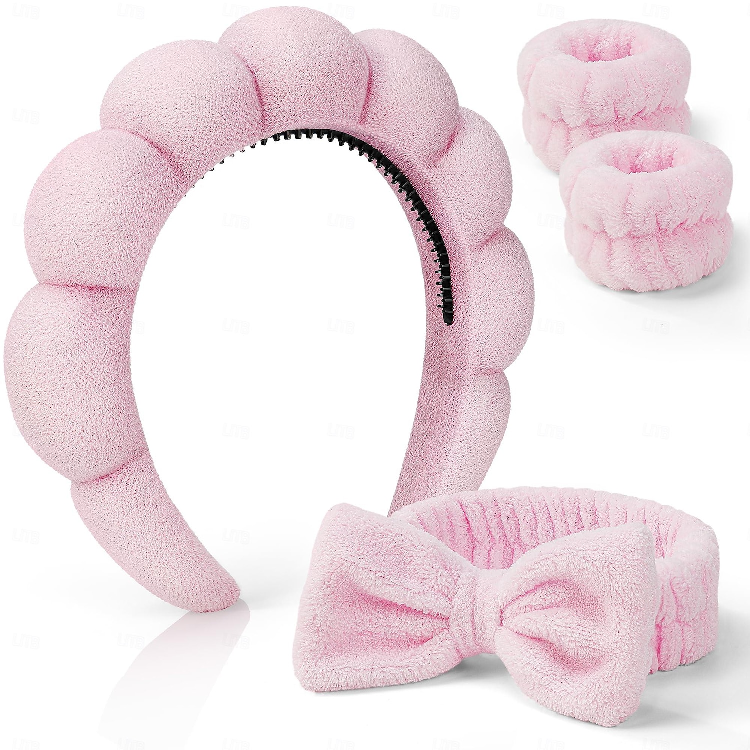 Spa Headband for Washing Face, Skincare Headbands and Wrist bands Set, Terry Cloth Makeup Headband, Puffy Anti-Slip Face Wash Headbands for Women for Facial Cleaning, Makeup 2025 - $6.99 –P1