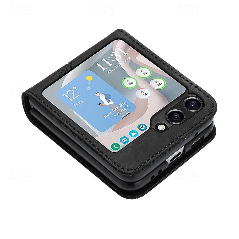 телефон Кейс для Назначение SSamsung Galaxy Z Flip 5 Z Flip 4 Z Flip 3 Откидная крышка Защита от удара Ретро ПК Кожа PU 2025 - $18.99 –P7
