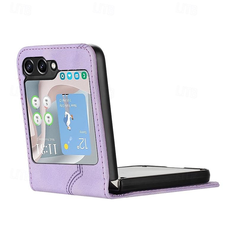 телефон Кейс для Назначение SSamsung Galaxy Z Flip 5 Z Flip 4 Z Flip 3 Откидная крышка Защита от удара Ретро ПК Кожа PU 2025 - $18.99 –P15