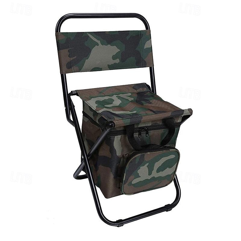 Portable Foldable Camping Chair with Cooler Bag, Lightweight Backrest Stool Compact Folding Chair Seat, Outdoor Backrest Stool with Folding Backpack for Camping Hunting Fishing Hiking 2025 - $23.99 –P4