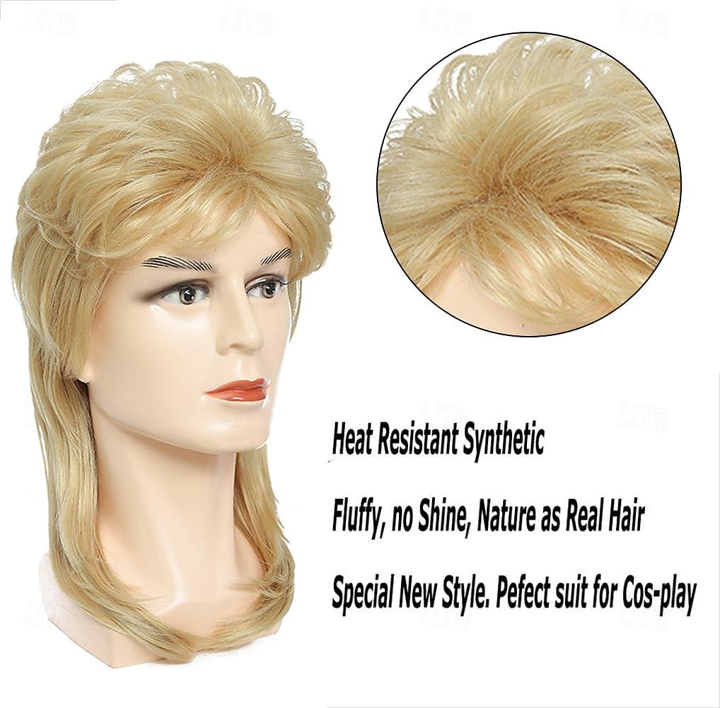 paruky pro muže kostýmy z 80. let efektní party doplněk cosplay paruka světlá blond 2026 - $18.49 –P4