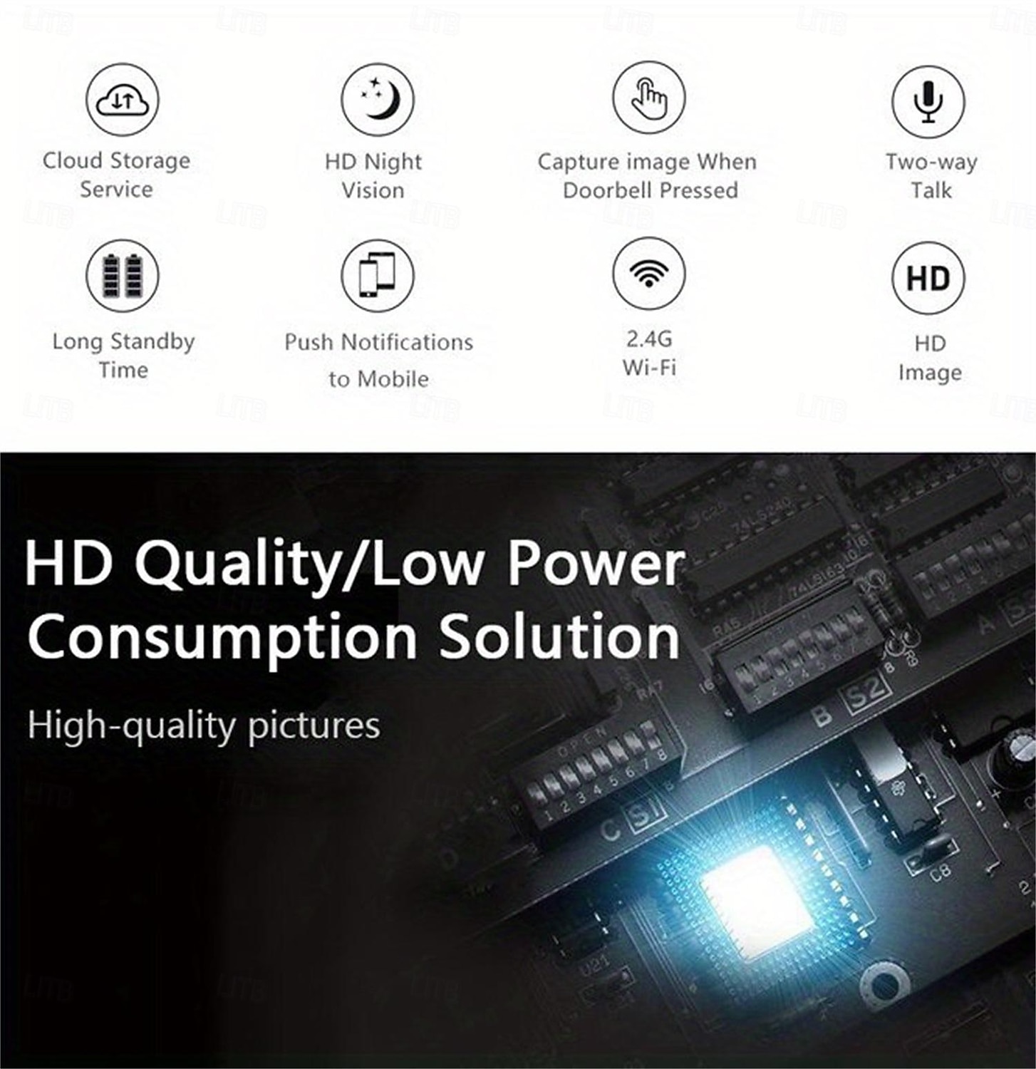 1 stuks slimme visuele deurbel draadloze wifi huishouden laag stroomverbruik lange stand-by app afstandsbediening intercom (ingebouwde batterij) 2025 - $35.99 –P10