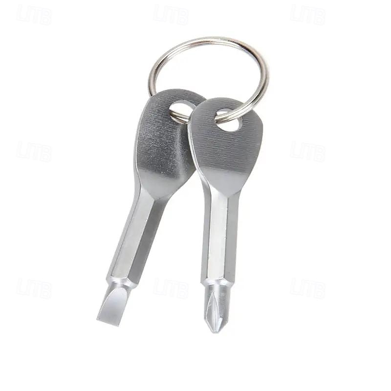 2 stk bærbare phillips & nøkkelringsett med spor med skrutrekker - multifunksjonell mini lommereparasjonsverktøy for campingtilbehør 2025 - $6.99 –P5