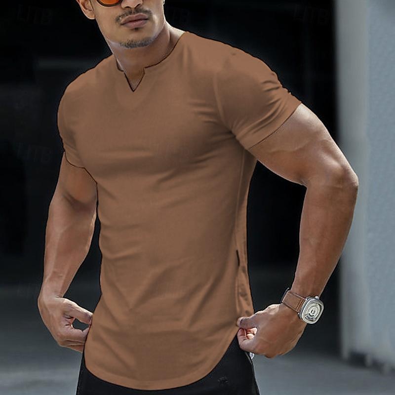 Per uomo Maglietta Manica Corta Scollo a V Estate Semplice Moda Classico Confortevole Streetwear Casuale Sportivo Nero Bianco Rosa Maglietta Top per Uomo del 2025 a $17.99 -P13