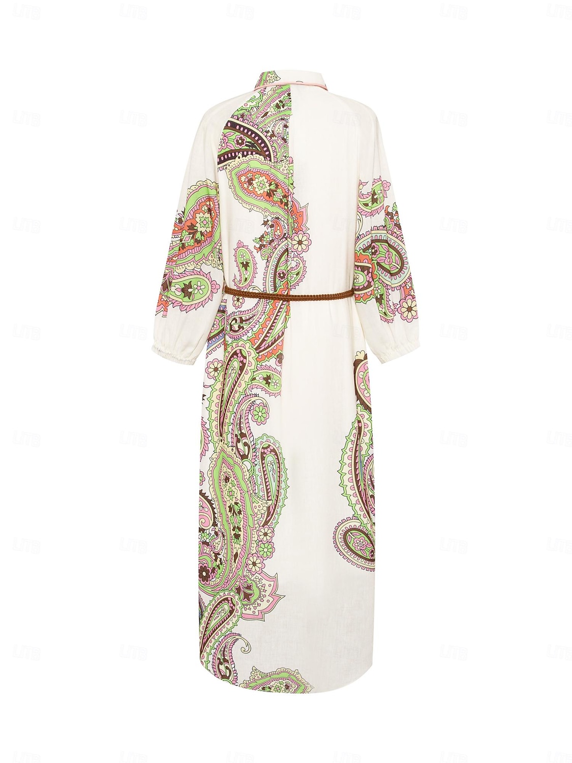 שמלת חולצת מידי בחגורת פייזלי בוהו 2025 - $114.99 –P8