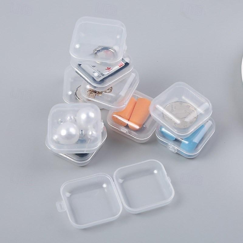 20/50pcs Mini Plastic Storage Box Square Transparent Portable Container Jewelry Holder Earrings Packaging Display Case Medicine Bin Jewlery Garbage Can Storage Cases Pp Accessories Clear Buds 2025 - $7.99 –P9