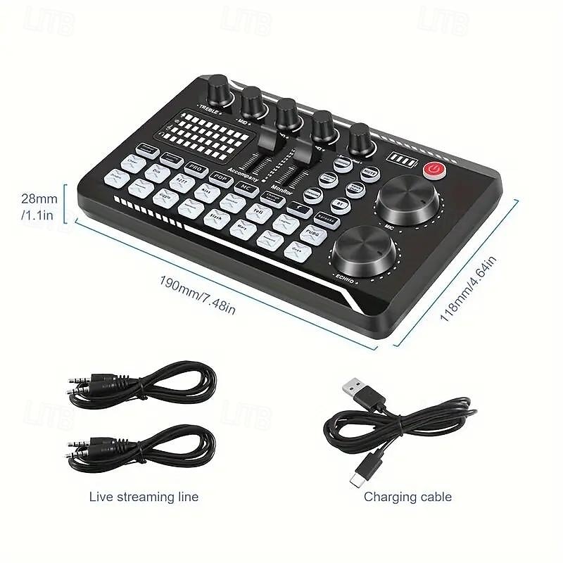 Stream and Cast with Ease USB Sound Card Rechargeable DJ Mixer Voice Effects  Perfect for Podcasts & Gaming 2025 - $41.99 –P11