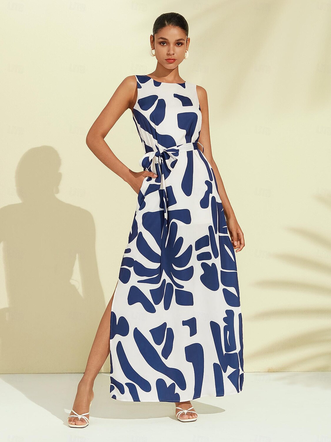 Femmes Robe Décontractée Robe Ample Noir Blanche Sans manches Motif Floral Imprimé Ample Printemps & Été Tour Décontracté Quotidien Occasionnel Vacances S M L de 2025 ? $71.99 –P4