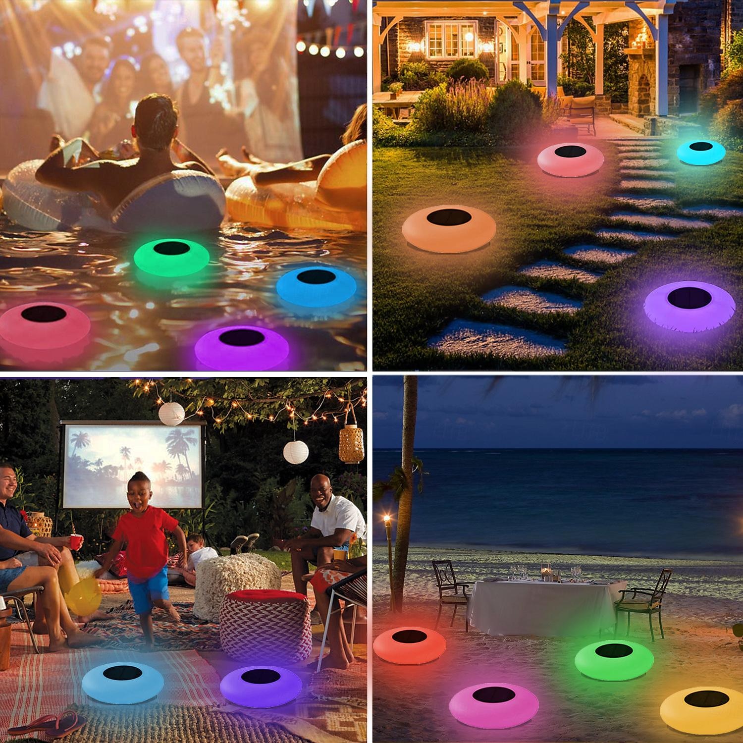 Solar Floating Pool Light with Remote Control, Submersiable LED Pool Light 16 RGB Color Changing Waterproof Outdoor Garden Lawn Pond Pool Party Decorative Light 1PC 2025 - $53.99 –P11