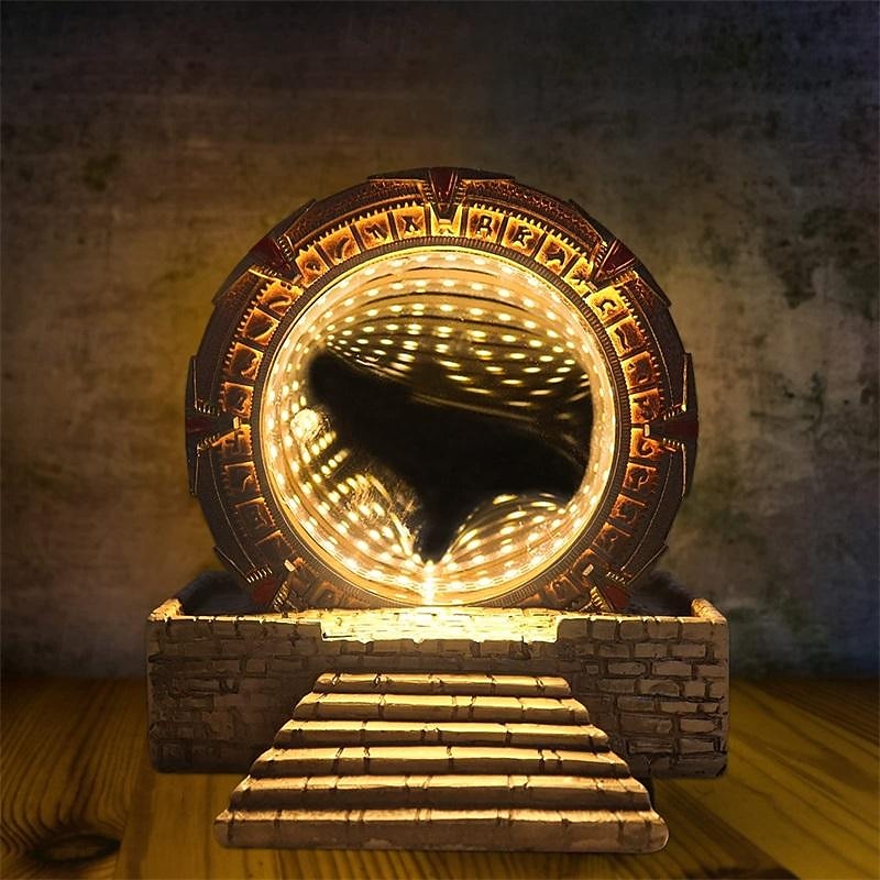 Atlantis Stargate Mirror LED Night Light Star Gate 3D Time Tunnel Ring Mirror Movie Replica Model Cospaly Halloween Party Prop Resin Collectable Toy Home Decor Ornament Gift 2025 - $51.24 –P4