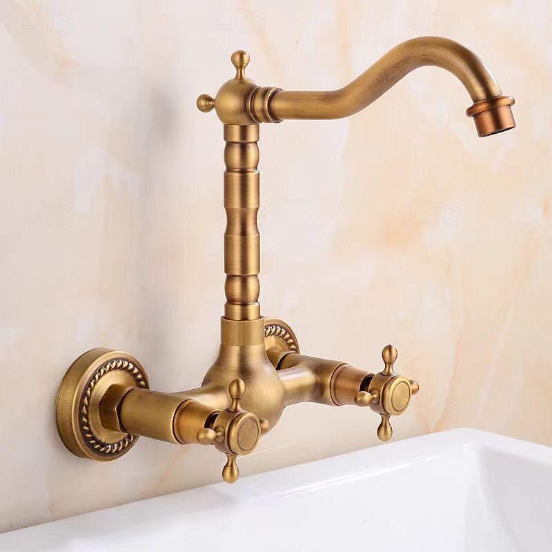 Lavandino rubinetto del bagno - Ruotabile / Classico Ottone antico Esterno Una manopola Due foriBath Taps del 2025 a $145.99 –P8