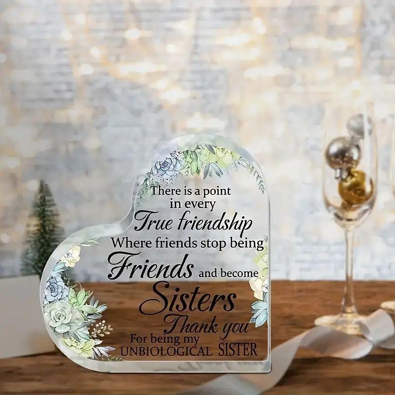 placca cuore acrilico regali di amici per le donne amicizia bestie regali per la donna miglior regalo di fiori di girasole regalo non biologico per la sorella regalo di compleanno di natale regalo di del 2025 a $9.49 –P2