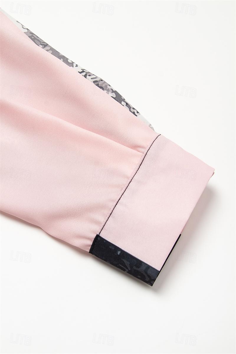 Damenhemd Langarm Knopfbluse Modisch Farbblock Druck Reguläre Tops Hemd Kragen Lässig Gelb Pink Blau Frühling  Herbst 2025 - $32.99 –P14