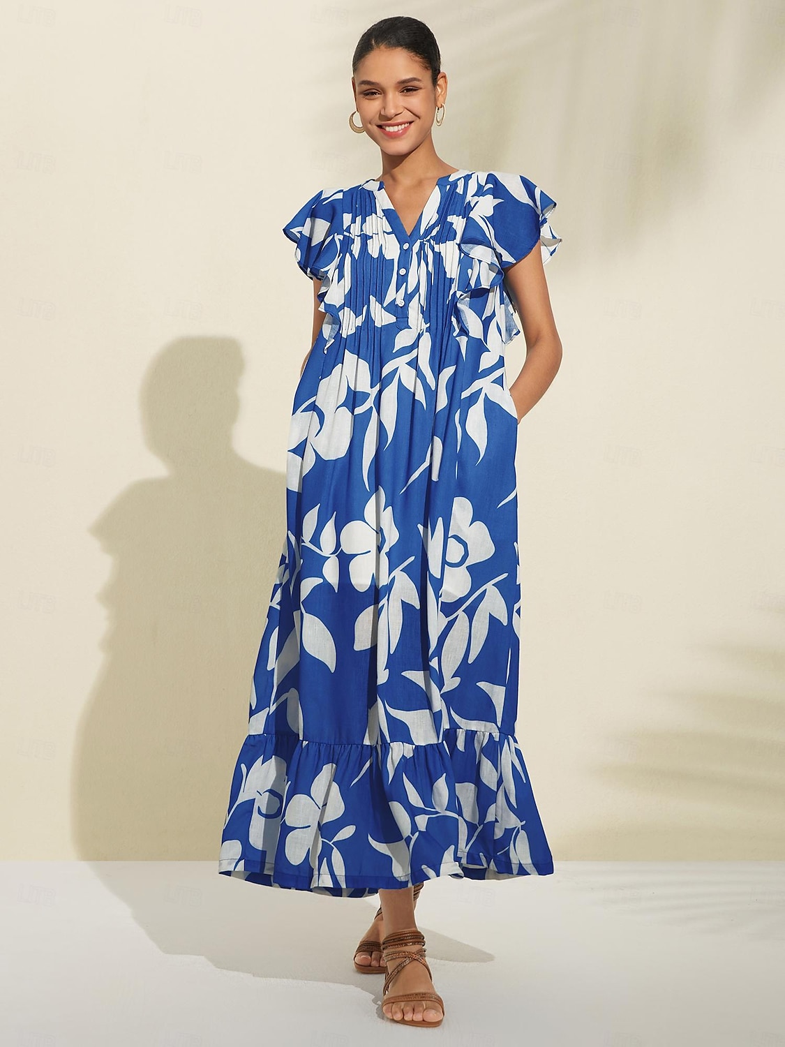 Casual Floral Pleated Maxi Dress 2024 - $59.99 –P4