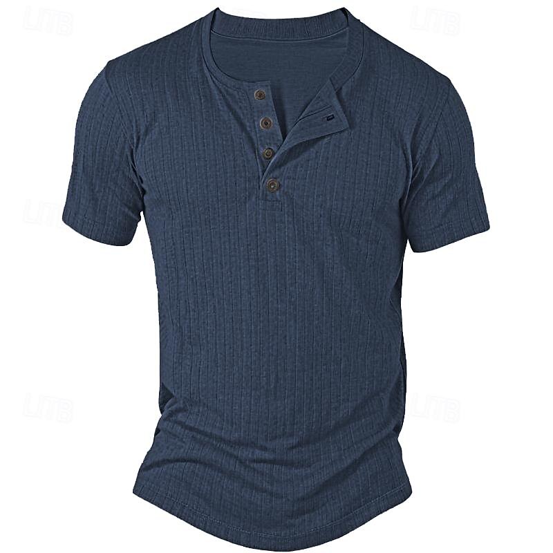 Férfi Henley ing Bordás kötött póló Tee Top Színes Pit Strip Henley Utca Vakáció Rövid ujjú Kollázs Zseb Ruházat Divat Dizájn Alap 2025 - $17.99 –P3