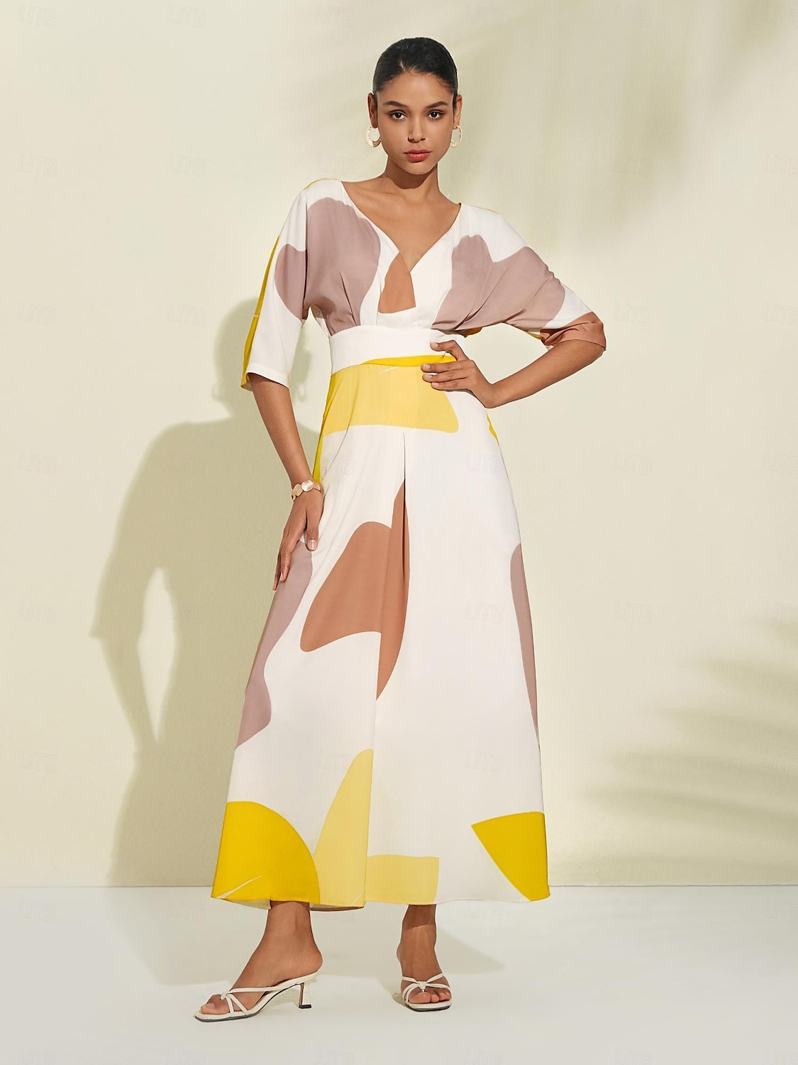 robe longue en satin à fleurs avec poche pour invités de mariage et col en V de 2025 ? $97.99 –P7