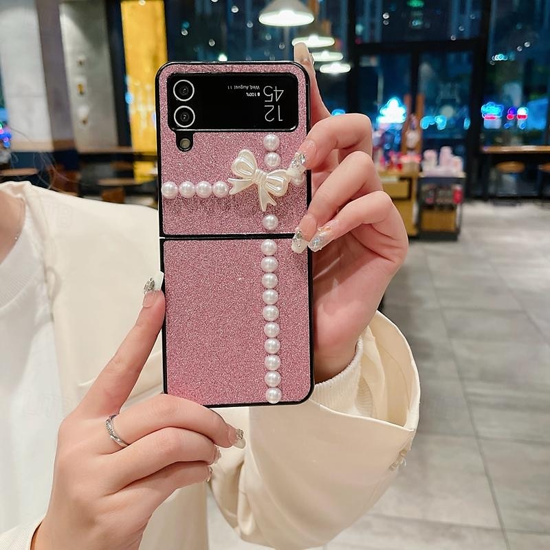 Phone Case For Samsung Galaxy Z Flip 7 Z Flip 6 Z Flip 5 Z Flip 4 Z Flip 3 for Women Girl Bling Glitter Shiny Shockproof Bow tie TPU 2025 - $13.99 –P2