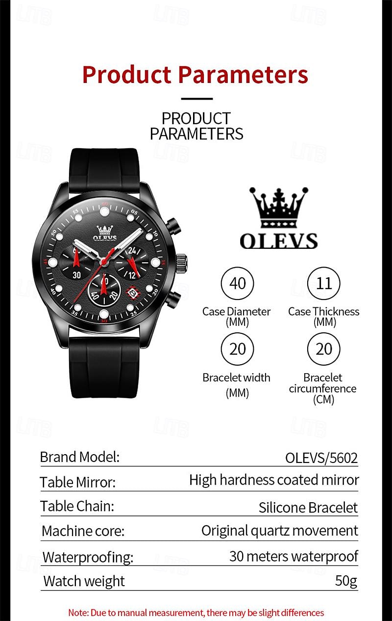 2024 Nieuwe Olevs Merk Heren Horloges Chronograaf Kalender 24-Uur Aanduiding Quartz Horloge Drie Ogen Zes Handen Waterdichte Sport Heren Polshorloge 2026 - $35.99 –P8