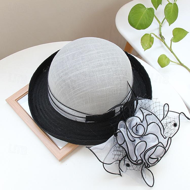 Fascinators Hats Headwear Polyester Bucket Hat Straw Hat Sun Hat Casual Holiday Elegant Vintage With Feather Bows Headpiece Headwear 2025 - $30.99 –P1