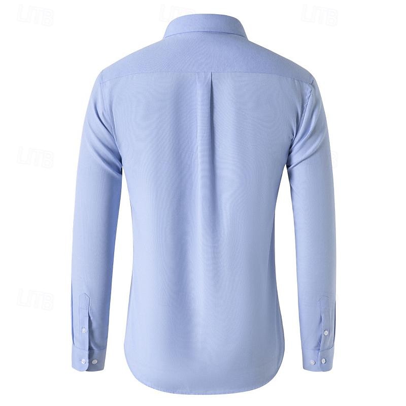 Herr Skjorta Sommarskjorta Knapp upp skjorta Casual skjorta Svart Vit Marinblå Blå Grå Långärmad Slät Knapp ner krage Helgdag Semester Button-Down Kläder Mode Ledigt Bekväm 2025 - $22.99 –P6