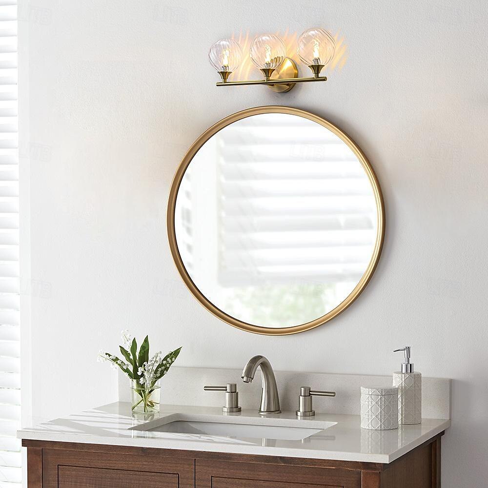 lampada da toeletta per interni 1/2/3/4 luce lampada da toeletta per bagno, lampade da bagno su specchio lampada da bagno dorata con paralume in vetro trasparente del 2025 a $210.89 –P3