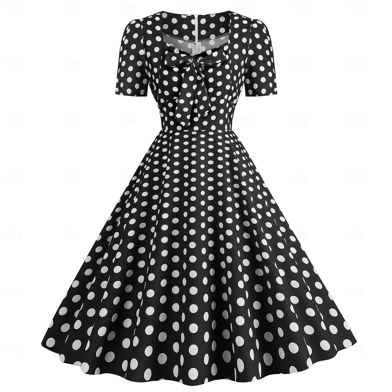 Retro 50. léta Rockabilly Ke kolenům Šaty Houpací šaty Flare šaty Kostkovaný Vzor gingham Puntíkované Dámské Karneval Plesová maškaráda Dovolená Na den Retro tematická párty Dospělí Šaty Jaro léto 2025 - $24.99 –P9