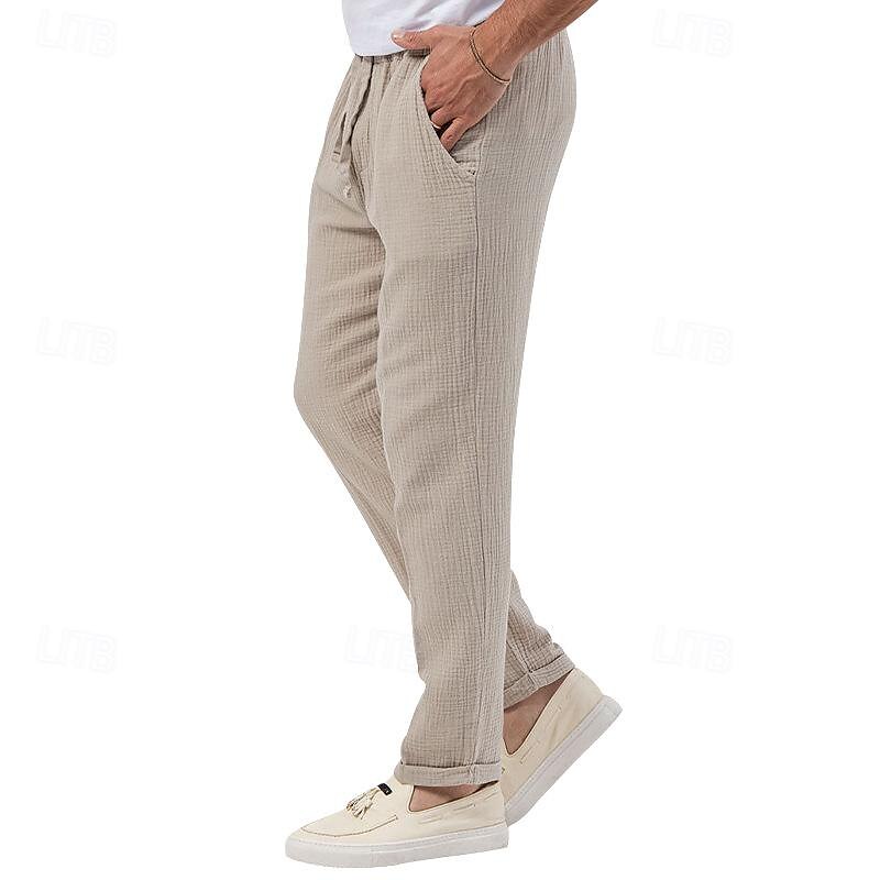 Pánské Kalhoty Plážové šortky Kalhoty pro volný čas Kalhoty Seersucker Šňůrky Elastický pas Straight-Leg Bez vzoru Pohodlné Prodyšné Denní Dovolená Streetwear Módní Na běžné nošení Černá Bílá 2025 - $20.99 –P16