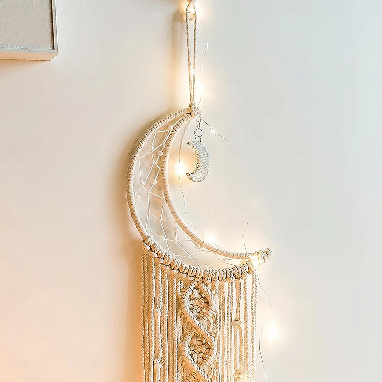 1pc Boheemse maanster dromenvangers verlichting boho macrame muuropknoping dromenvanger boho muurdecor handgemaakt geweven tapijt voor tienermeisjes jongens kinderkamer cadeau thuis appartement 2026 - $18.49 –P11