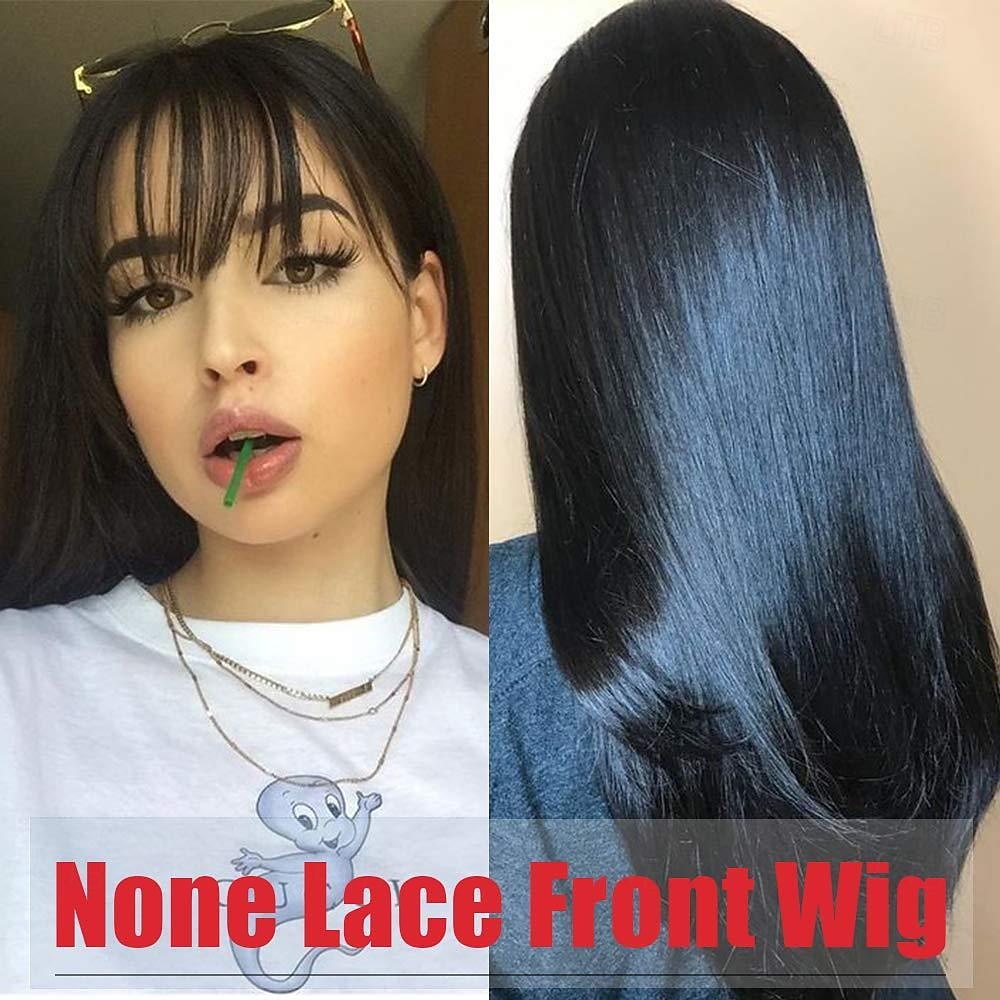 Brazilian Virgin Straight Human Hair Wigs with Bangs 8-30 inch  None Lace Front Wigs  Machine Made Wigs for Black Women Natural Color 2026 - $75.99 –P3