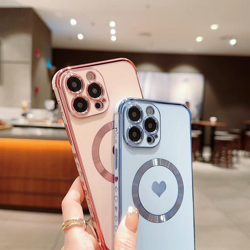 2025年 電話 ケース 用途 iPhone 16 iPhone 15 プロマックスプラス iPhone 14 13 12 Pro Max Plus バックカバー ワイヤレス充電をサポート 耐衝撃 ハート TPU 仕上げ コレクション – $13.99 –P6