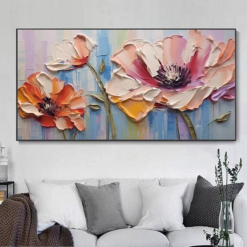 Großes Pflaumenblüten-Ölgemälde, handgemalte rosa Blumen, Leinwand-Wandkunst, dicke Textur, Palettenmesser-Gemälde, Nachttisch-Kunst, Jubiläumsgeschenk, Heimdekoration 2025 - $125.99 –P11