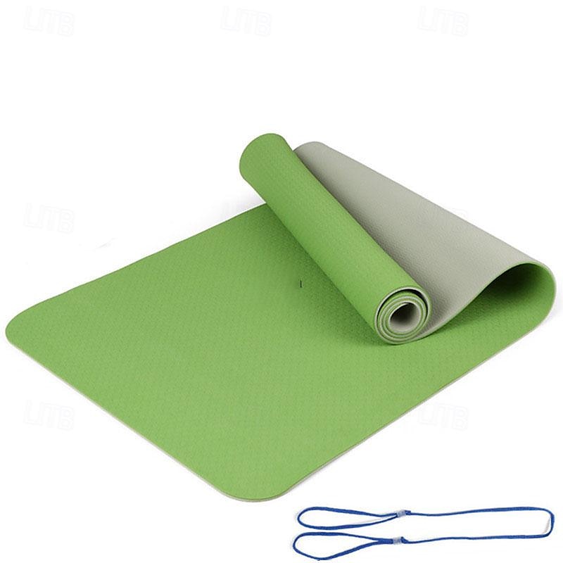 tpe6mm tweekleurige yogamat set van vijf stuks voor sport fitness stretching latex 2080 weerstandsriem wordt geleverd met rugzakriem 2025 - $50.69 –P13
