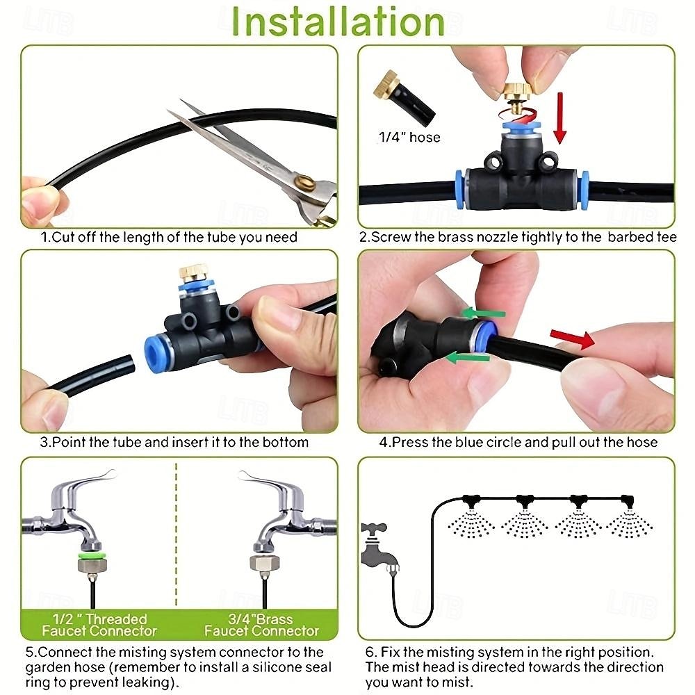 Outdoor Misting Cooling System 8m(26ft) Misting Line 11 Brass Mist Nozzles for Patio Garden Greenhouse 2026 - $34.99 –P4